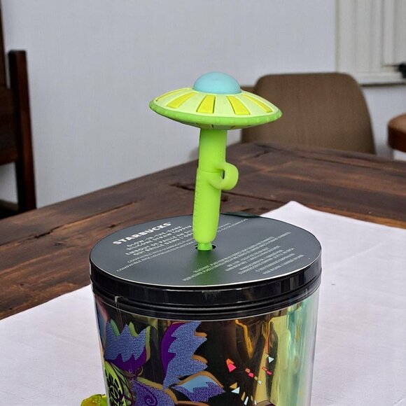 Starbucks Glow In the Dark Venti UFO Silicone Straw Topper Cold Cup Tumbler - Picture 9 of 10